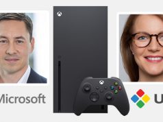 Thomas Kowollik (General Manager Microsoft Deutschland) und USK-Geschäftsführerin Elisabeth Secker erläutern die Zertifizierung des Jugendschutz-Systems auf Xbox-Konsolen (Fotos / Abbildungen: Microsoft / USK)