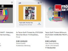 Unmittelbar nach dem Vorverkauf wird Ebay von Taylor-Swift-Tickets geflutet (Screenshot)