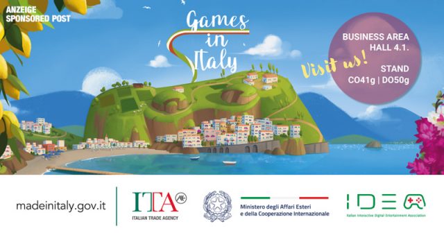 Games in Italy at Gamescom 2023: Visit us at Business Area in Halle 4.1. booth C041g – D050g! (Anzeige / Sponsored Post)