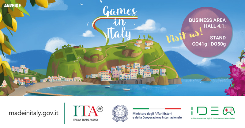 Games in Italy auf der Gamescom 2023: Besuchen Sie uns in der Business Area in Halle 4.1. Stand C041g – D050g! (Anzeige)