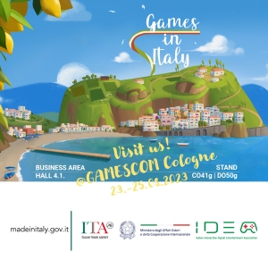 Games in Italy: Visit us - Gamescom Cologne (23. - 25.8.2023) - Business Area - Hall 4.1 - Stand C041g / D050g (Werbung)
