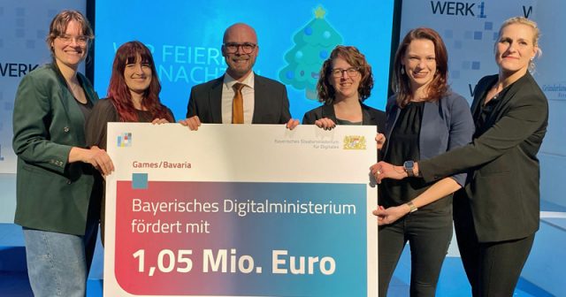 Bayerns Digitalminister Fabian Mehring (Freie Wähler) mit dem Team von Games Bavaria (Foto: Bayerisches Ministerium für Digitales)