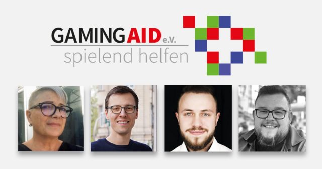 Der Vorstand von Gaming-Aid ab 2024: Christiane Gehrke (Vorsitz), Stefan Marcinek (Stellv.), Jerome Zenker und Toni Wohlfahrt (Fotos: Gaming-Aid)