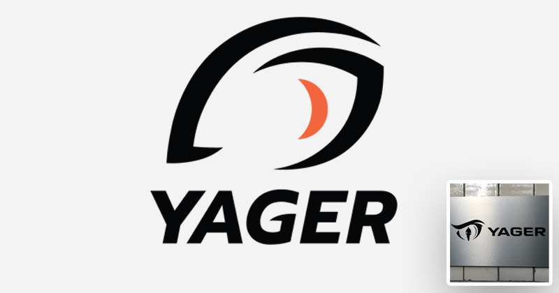Der neue Markenauftritt von Yager ab 2024 - rechts unten: das bisherige Logo.