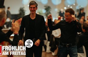 Deutscher Entwicklerpreis 2024: Schöne Bescherung (Fröhlich am Freitag) Deutscher Entwicklerpreis 2024: Jan Jöckel und Antony Christoulakis von Keen Games (Foto: eosAndy / Andreas Krupa für Deutscher Entwicklerpreis 2024)