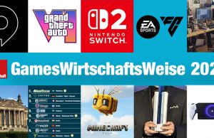 GamesWirtschaftsWeise 2025: Mit diesen Tipps lag man richtig Minecraft-Film, GTA 6, Gamescom, Politik - vier von vielen Themen für die GamesWirtschaftsWeisen 2025 (Abbildungen / Fotos: Take-Two, EA, Warner, Sony, Nintendo, Game, Yager, GamesWirtschaft)