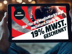 Aktion bei MediaMarkt und Saturn: Mehrwertsteuer geschenkt (abgelaufen) Die 'Mehrwertsteuer geschenkt'-Aktion im Februar 2025 gilt nur für MyMediaMarkt- und MySaturn-Kunden (Abbildung: MediaMarktSaturn Holding)