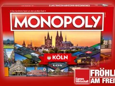 Gamescom in Köln: Die Messe ist gelesen (Fröhlich am Freitag) Bislang noch kein bebaubares Feld der Monopoly-Köln-Edition, aber nur eine Frage der Zeit: Die Gamescom bleibt in Köln (Abbildung: Winning Moves)