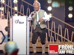 DCP 2025: Holleri du dödl di diri diri dudl dö (Fröhlich am Freitag) Takeo Ischi beim Deutschen Computerspielpreis 2025 am 14. Mai in Berlin