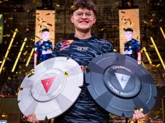 Levy Finn Rieck ist Kicker eFootballer des Jahres 2025 So sieht ein Double-Sieger aus: Levy Finn Rieck von RB Leipzig mit den VBL-Meisterschalen 2025 (Foto: DFL / Getty Images / Daniel Kopatsch)