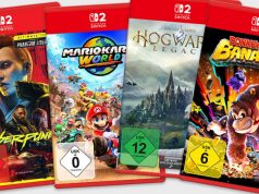 Nintendo Switch 2: Diese Spiele sind auf Modul erhältlich (Update) Eine Auswahl jener Nintendo Switch 2-Spiele, die in physischer Version mit Modul ('Software-Schlüssel-Karte') erscheinen - Abbildungen: Nintendo of Europe, Warner Bros., CD Projekt