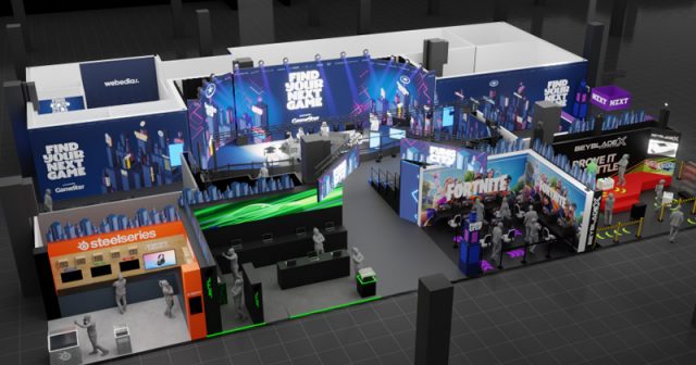 So wird die 'FYNG City' in Halle 10.1 der Gamescom 2025 aus der Vogelperspektive aussehen (Abbildung: Webedia)