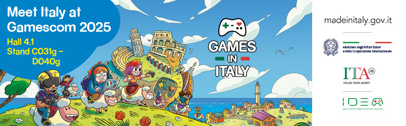 Games in Italy: Besuchen Sie den Gemeinschaftsstand in Halle 4.1 der Gamescom 2025.
