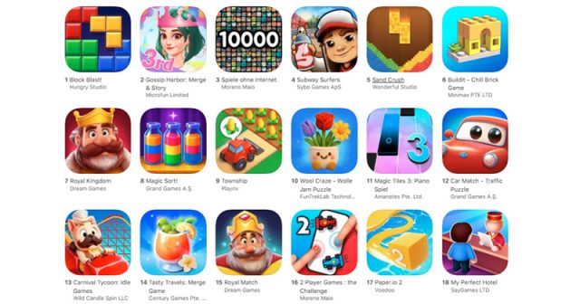 Der Marktanteil von Free2Play-Games (hier im AppStore) nähert sich der 100-Prozent-Marke.