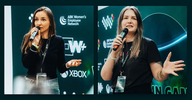 Women-in-Gaming-Gamescom-2025-Yakin-Graeff-250825 Die Organisatorinnen Funda Yakin und Maxi Gräff begrüßen die Teilnehmerinnen des Women in Gaming Meetup im Rahmen der Gamescom 2025 (Fotos: Gadplan / Microsoft Xbox)