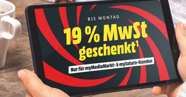 MediaMarkt-Mwst-geschenkt-Oktober-2025-231025 Die aktuelle 'Mehrwertsteuer geschenkt'-Aktion von MediaMarkt und Saturn gilt nur für Mitglieder von MyMediaMarkt und MySaturn (Abbildung: MediaMarkt-Saturn Holding)