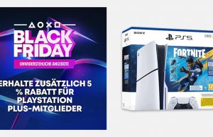 Black Friday bei PlayStation Direct: Bis zu 150 € Rabatt auf PS5-Konsolen Auch das brandneue PS5-Fortnite-Bundle gibt es während der Black Friday-Wochen auf PlayStation Direct zum Sonderpreis.