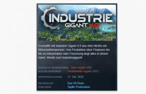 Industrie Gigant 4-Ärger: „Zusatzinvestitionen wirtschaftlich nicht vertretbar“ "Sehr negativ" fallen die jüngsten Steam-Rezensionen zum Industriegigant 4 aus (Screenshot)