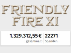 Friendly Fire 11 erzielt neuen Zuschauerspenden-Rekord Friendly Fire 11 spielt allein durch Zuschauer-Spenden mehr als 1,3 Mio. € für den guten Zweck ein (Stand: 8.12.25 / 9 Uhr)