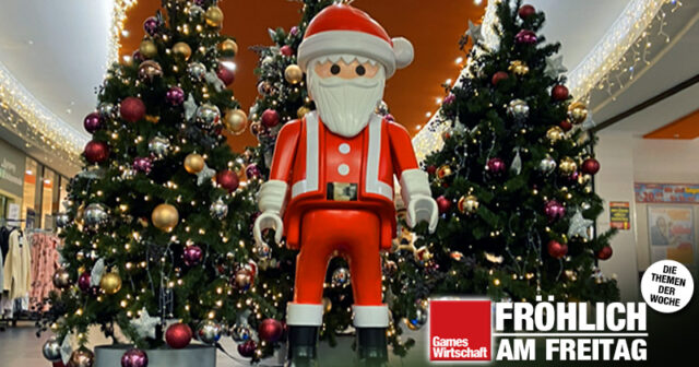Froehlich-am-Freitag-2025-51-KI-Weihnachten-191225 Wenn echtes Plastik auf echtes Plastik trifft, entsteht echte Weihnachts-Stimmung (Foto: GamesWirtschaft)