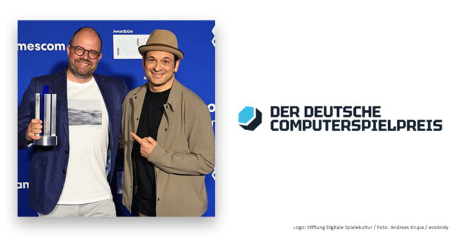DCP-2026-Studio-Spieler-des-Jahres-260126 Laudator Kaya Yanar mit dem 'Spieler des Jahres' Steinwallen beim Deutschen Computerspielpreis 2025 in Berlin.