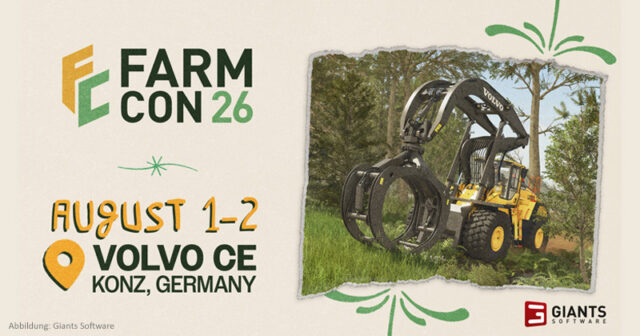 FarmCon-26-Volvo-Giants-260226 Die FarmCon 26 steigt am 1. und 2. August bei Volvo in Konz nahe Trier.