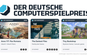 DCP 2026 Live-Ticker: Die Gewinner beim Computerspielpreis (Update) Anno 117: Pax Romana, The Darkest Files und Tiny Bookshop sind als 'Bestes deutsches Spiel' beim Deutschen Computerspielpreis 2026 nominiert.