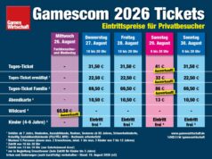 Gamescom 2026: Was die Tickets für Privatbesucher kosten (Update) Die Tickets für den Gamescom-Samstag sind traditionell als erstes ausverkauft - die Gamescom 2026 bildet hier keine Ausnahme (Stand: 10.8.26)