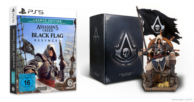 Die Launch-Edition von Assassin's Creed Black Flag Resynced enthält ein Weltkarten-Poster und ein Artbook - die Edward-Kenway-Statue ist das Highlight der Collectors' Edition.