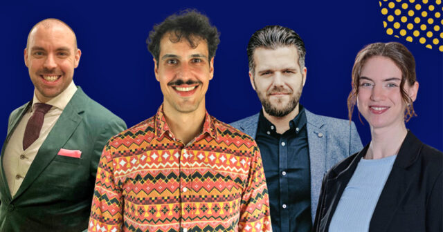 Maurice Lange (links) und Johanna Schmid (rechts) unterstützen Public-Affairs-Leiter Aleksandar Kovacevic (2. v. l.). Matthias Konen (2. v. r.) gibt seine Aufgaben ab.