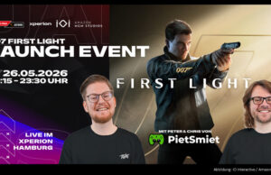 007 First Light Launch-Event im Xperion Hamburg Peter und Chris von PietSmiet begrüßen die Gäste beim 007 First Light-Launch-Event am 26. Mai in Hamburg.