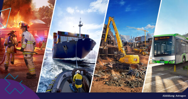 Gamescom-2026-Astragon-Team17-230626 Firefighting Simulator: Ignite, Seafarer: The Ship Sim, Bau-Simulator Evolution und der Bus-Simulator 27 sind die Schwerpunkte am Gamescom 2026-Stand von Astragon Entertainment.
