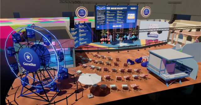 Riesenrad, Liegestühle, Showbühne: So stellen sich die Webedia-Planer die FYNG City in Halle 7 der Gamescom 2026 vor.