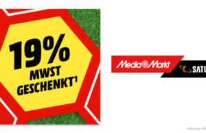 MediaMarkt-Ticker: ’19 % Mehrwertsteuer geschenkt‘-Aktion läuft bis 8. Juni '19 Prozent Mehrwertsteuer geschenkt' heißt es bei MediaMarkt und Saturn bis zum 8. Juni 2026.
