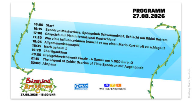 Bisalina-Speedruns-RTL-Gamescom-2026-15076 Das vorläufige Programm für das Charity-Event von Bisalina Speedruns am Gamescom-Donnerstag (27.8.)