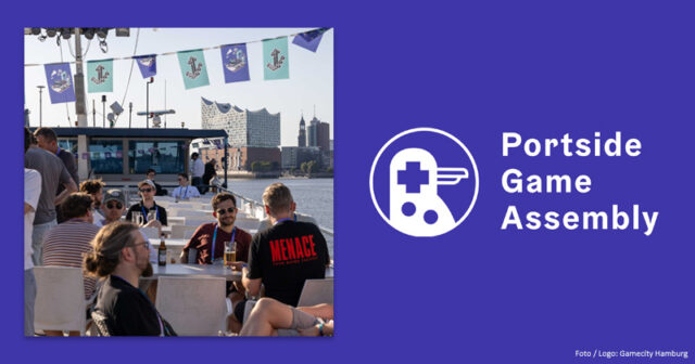 Vertrauliche Dialoge vor spektakulärer Kulisse: die Portside Game Assembly in Hamburg.