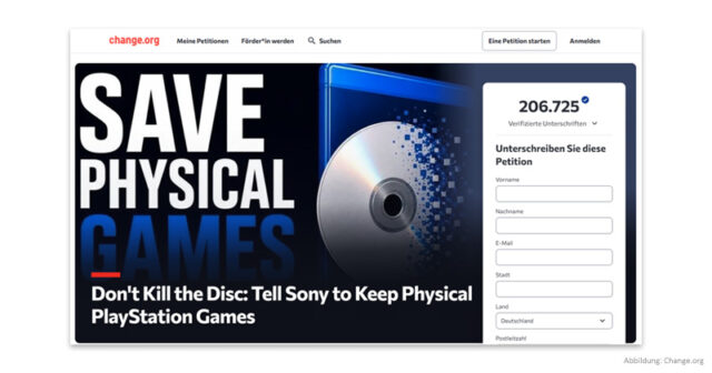 Save-Physical-Games-Change-org-Petition-Sony-080726 Nach nur einer Woche haben schon mehr als 200.000 Unterstützer die Petition 'Save Physical Games' unterschrieben.