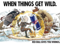 The Witcher 3: Red Bull kooperiert mit CD Projekt Red auf der Gamescom 2026 Red Bull bewirbt die Gamescom-Kooperation mit diesem The Witcher-Motiv.