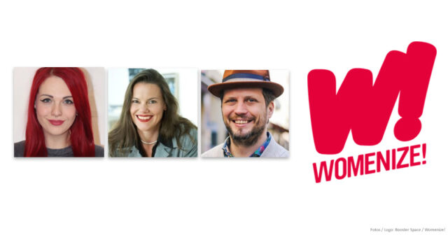Die Macherinnen und Macher von Womenize!: Madeleine Egger, Ruth Lemmen und Michael Liebe.