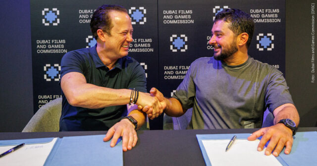 Gamescom-2026-Dubai-DFGC-Xsolla-020926 Xsolla-CMO Berkley Egenes und Faisal Kazim, Games Commissioner bei der Dubai Films and Games Commission (DFGC) auf der Gamescom 2026